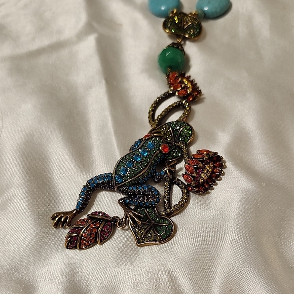 Heidi Daus Turquoise and Multicolor Frog Necklace - Picture 3 of 8